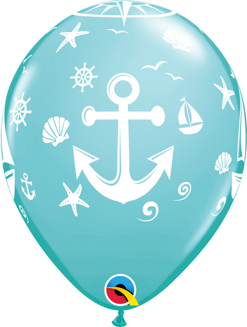 Qualatex Latex 11" Round Nautical Sailboat & Anchor Balloons (50 pack)