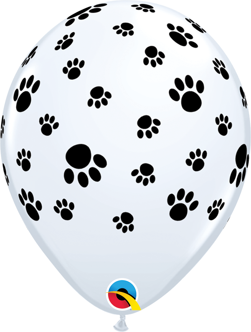 Qualatex Latex 11" Round Paw Prints-A-Round Balloons (50 pack)