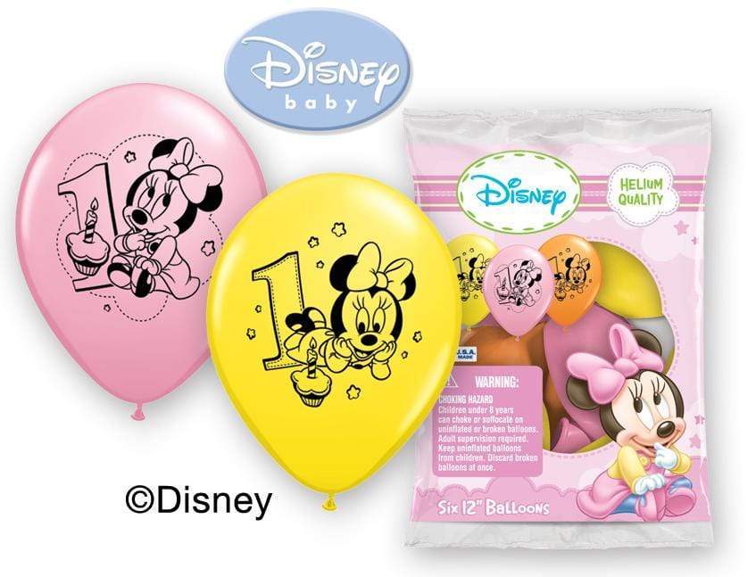 Qualatex Latex 12" Minnie 1st Birthday Latex Balloons 6 Count