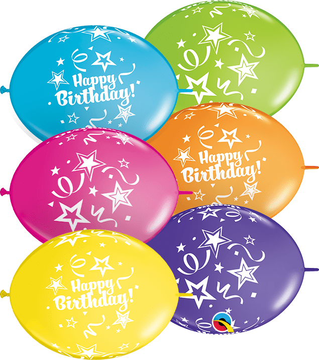 Qualatex Latex 12" Quick Link Birthday Balloons (50 pack)