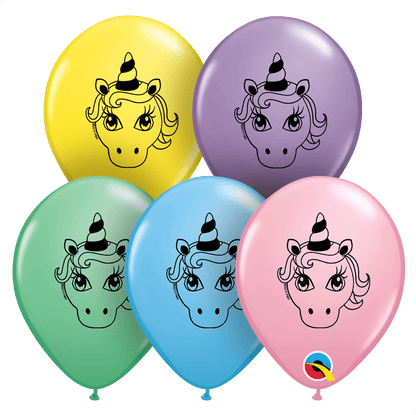 Qualatex Latex 5" Round Unicorn Head Balloons (100 pack)