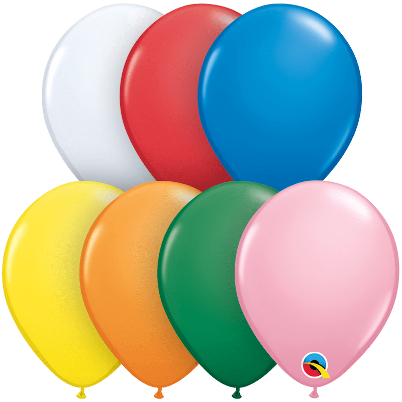 Qualatex Latex 5" Standard Assorted with White Latex Balloons 100 Count