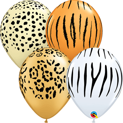 Qualatex Latex 50 Animal Print Safari Balloons — 11" Round Desert Tones