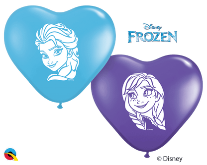 Qualatex Latex 6" Heart Anna & Elsa Faces Balloons (100 pack)