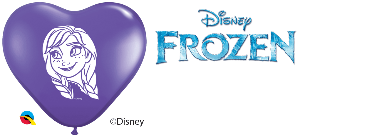 Qualatex Latex 6" Heart Anna & Elsa Faces Balloons (100 pack)