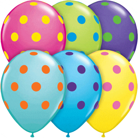 Qualatex Latex Assorted Colorful Big Polka Dots 11″ Latex Balloons (50)