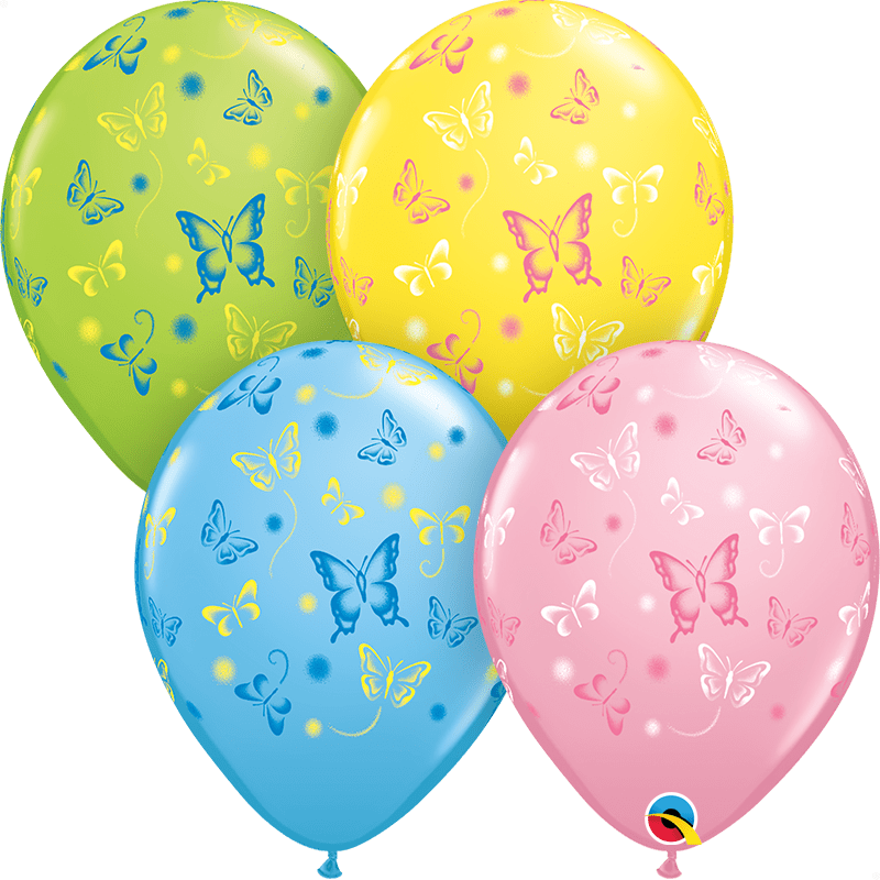 Qualatex Latex Assorted Colorful Butterflies 11″ Latex Balloons (50)