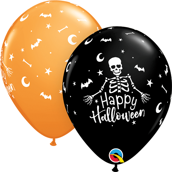Qualatex Latex Assorted Happy Halloween Skeleton 11″ Latex Balloons (50 count)