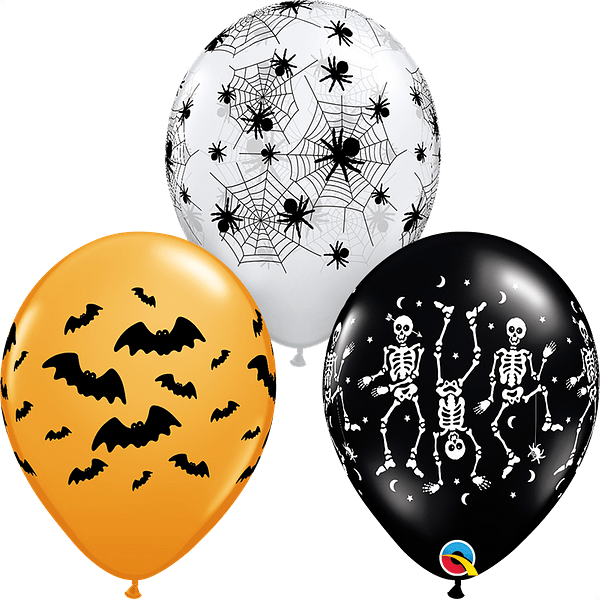 Qualatex Latex Assorted Spooky Design Assortment 11″ Latex Balloons (50 count)