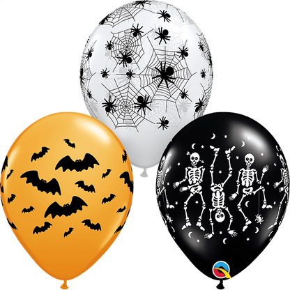 Qualatex Latex Assorted Spooky Design Assortment 11″ Latex Balloons (50 count)