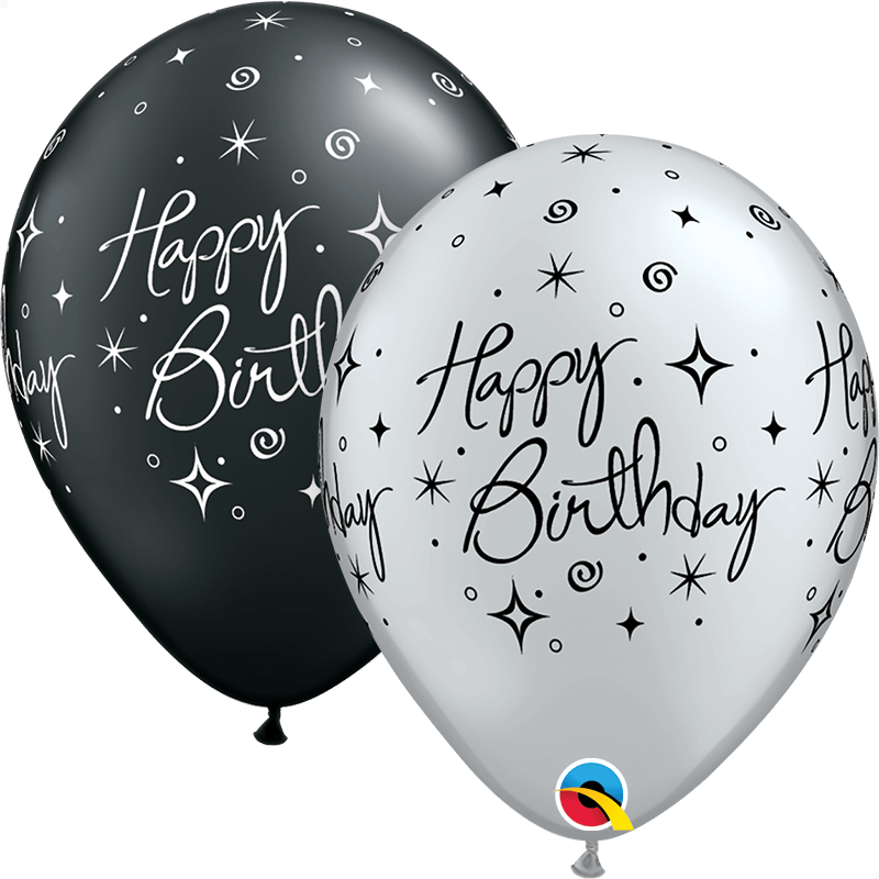 Qualatex Latex Birthday Elegant Sparkles & Swirls 11″ Latex Balloons (50 Count)