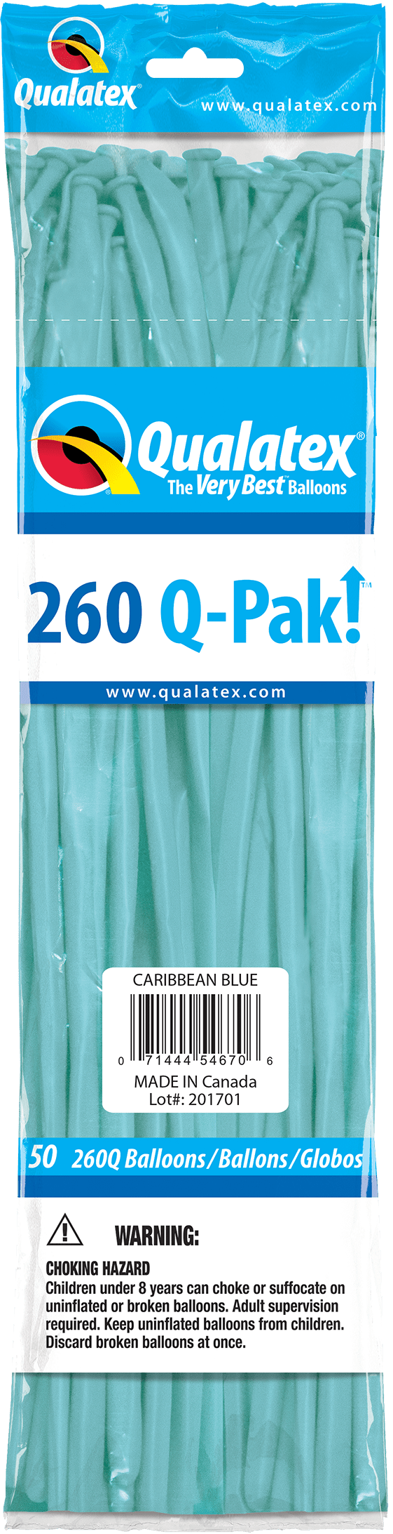 Qualatex Latex Caribbean Blue 260Q Latex Balloons (50 count)