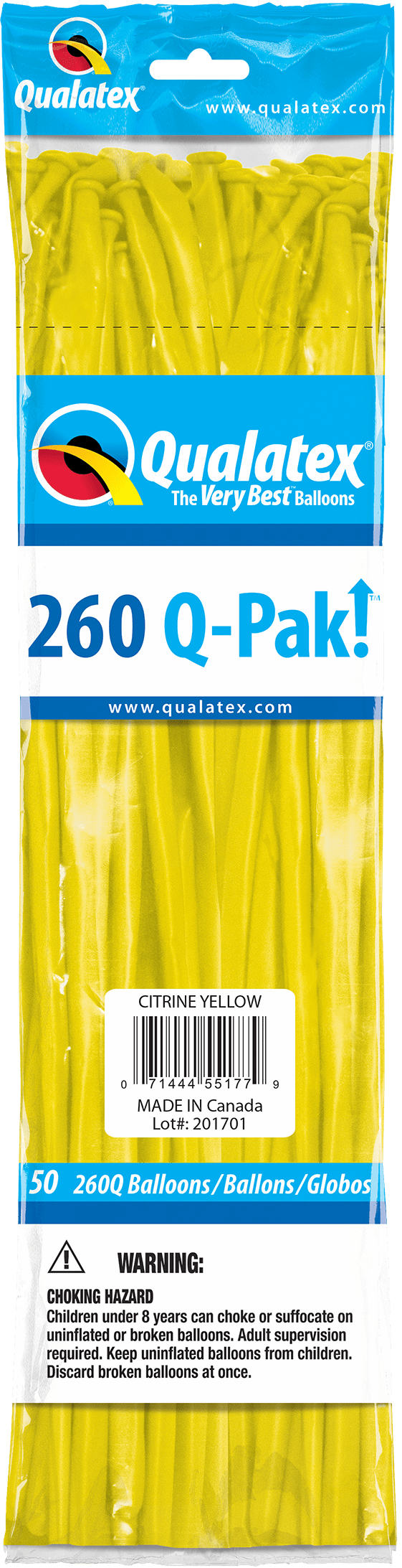 Citrine Yellow 260Q Latex Balloons (50)