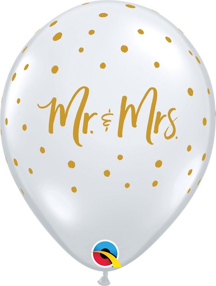 Qualatex Latex Clear Mr. and Mrs. Dots 11″ Latex Balloons