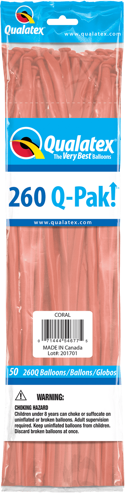 Qualatex Latex Coral 260Q Latex Balloons (50)