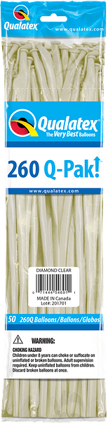 Qualatex Latex Diamond Clear 260Q Latex Balloons (50 Count)