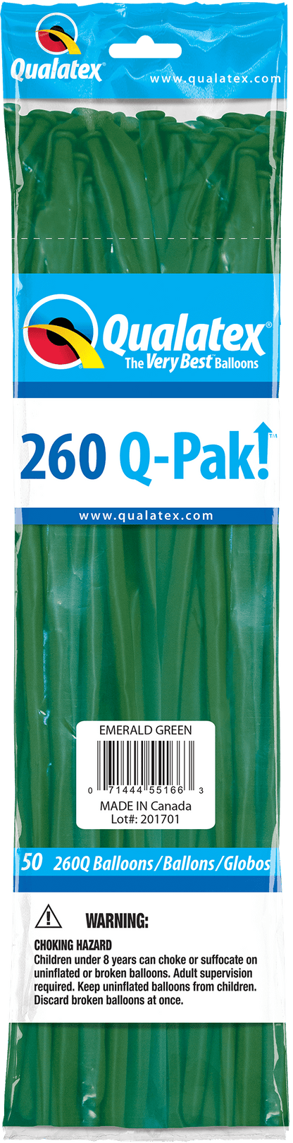 Qualatex Latex Emerald Green 260Q Latex Balloons (50 count)
