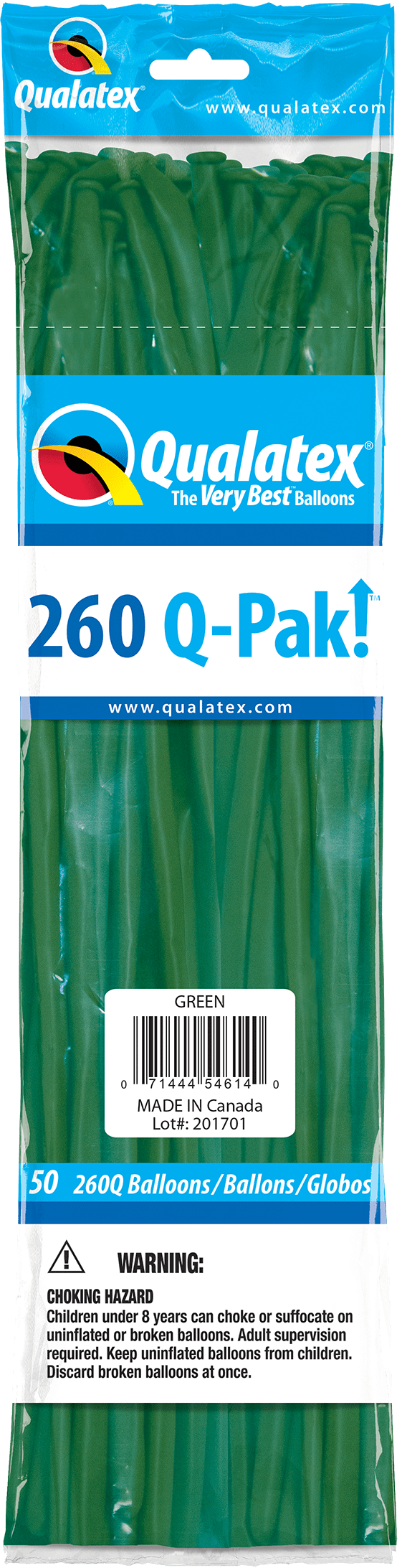 Qualatex Latex Green 260Q Latex Balloons (50 count)