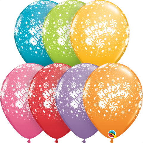 Qualatex Latex Happy Birthday with Candy 11" Latex Balloons (50 Count)