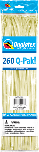 Qualatex Latex Ivory Silk 260Q Latex Balloons (50)