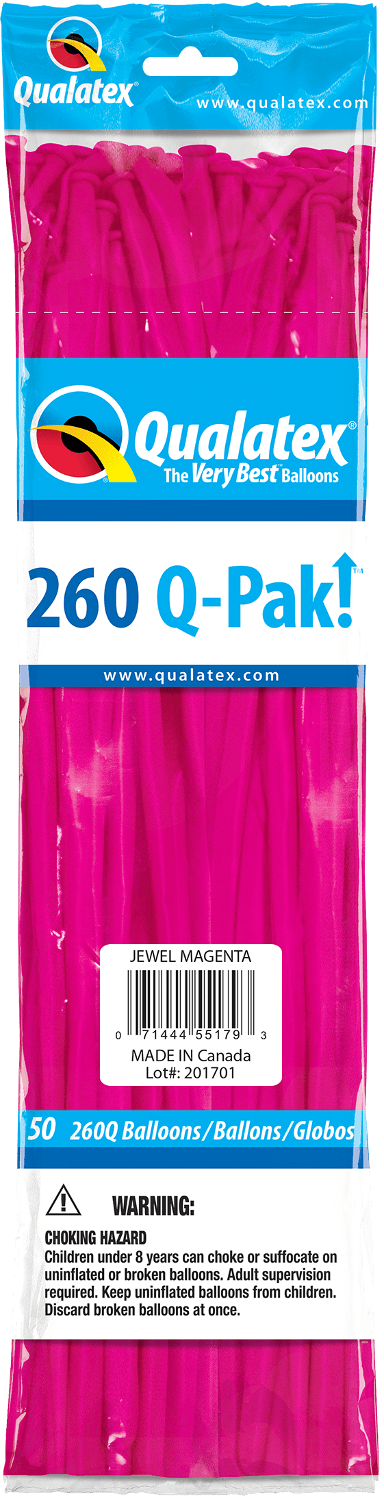 Qualatex Latex Jewel Magenta 260Q Latex Balloons (50)