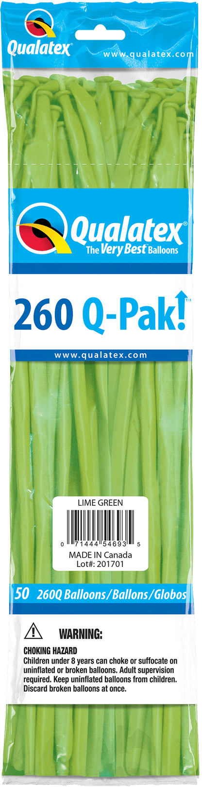 Qualatex Latex Lime Green 260Q Latex Balloons (50 count)
