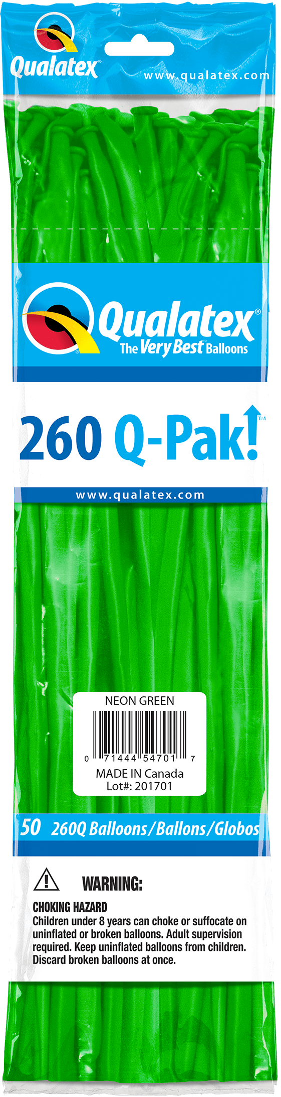 Qualatex Latex Neon Green 260Q Latex Balloons (50)