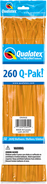 Qualatex Latex Orange 260Q Latex Balloons (50)