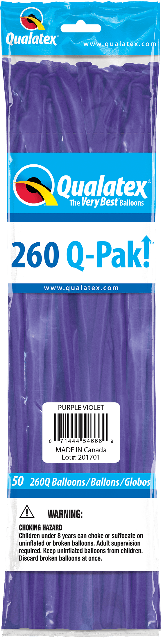 Qualatex Latex Purple Violet 260Q Latex Balloons (50 count)