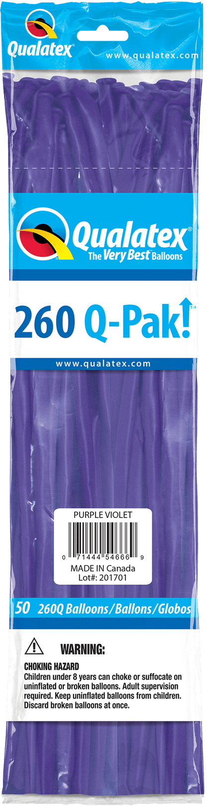 Qualatex Latex Purple Violet 260Q Latex Balloons (50 count)