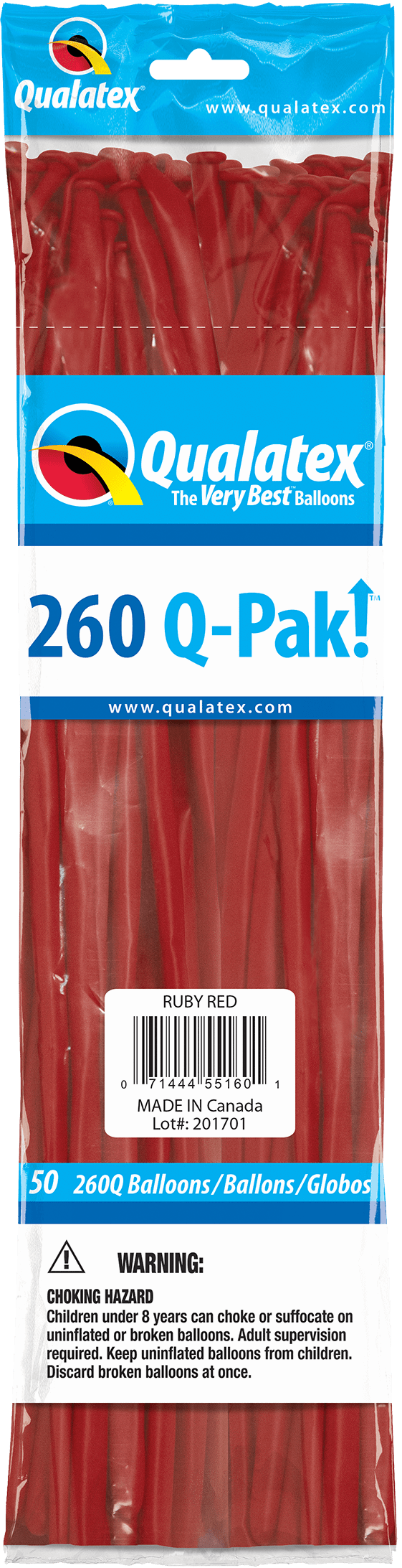 Qualatex Latex Ruby Red 260Q Latex Balloons (50)