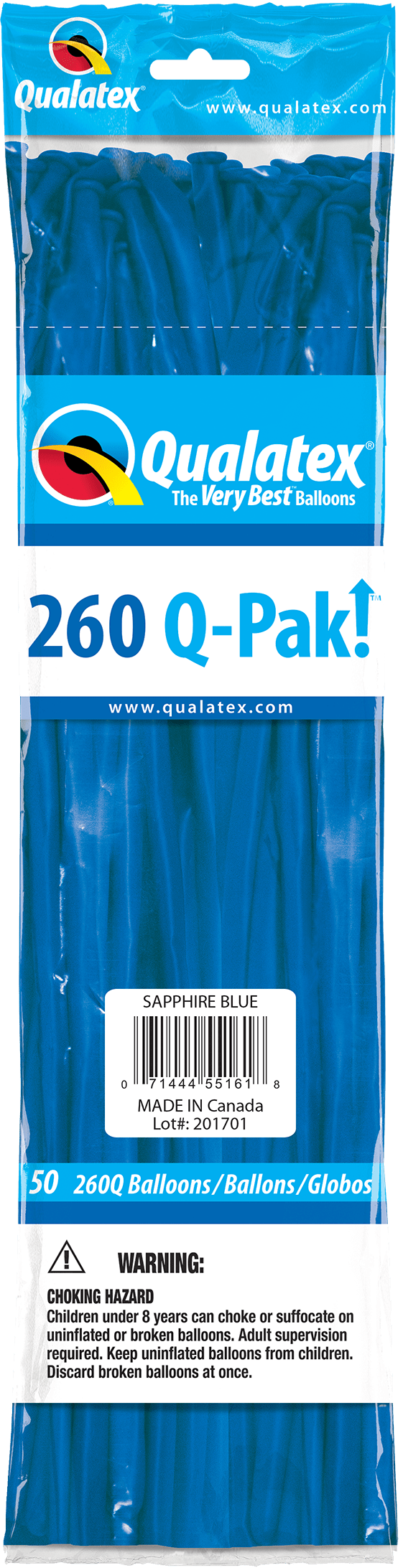 Qualatex Latex Sapphire Blue 260Q Latex Balloons (50)