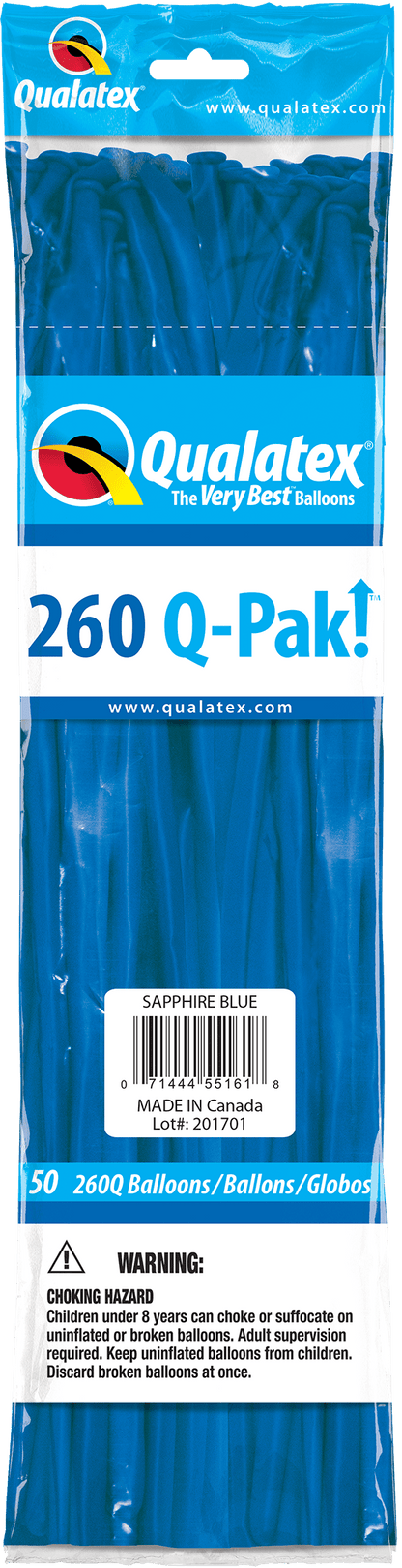 Qualatex Latex Sapphire Blue 260Q Latex Balloons (50)