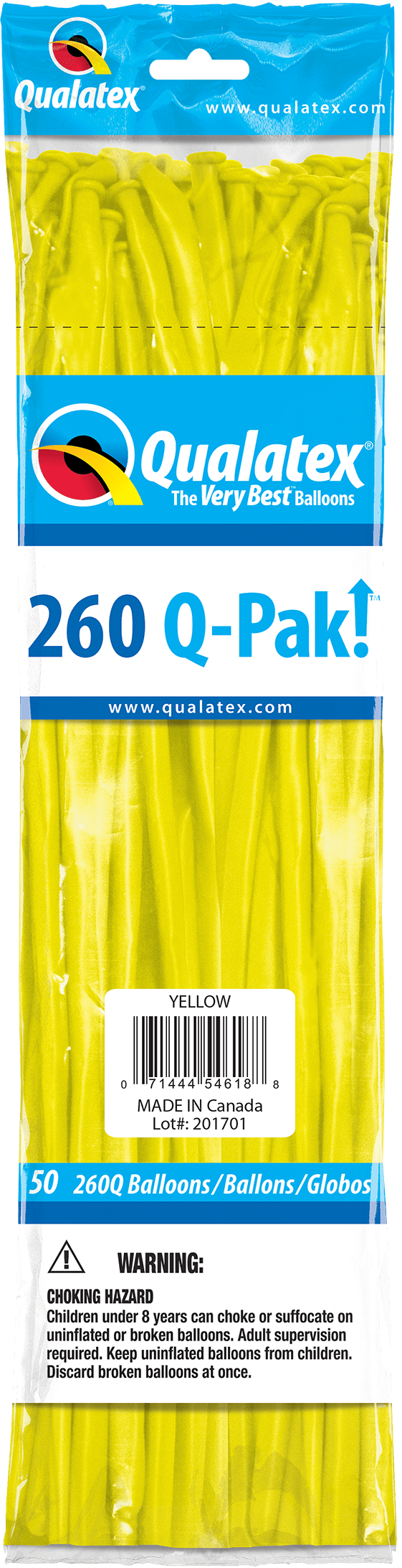 Qualatex Latex Yellow 260Q Latex Balloons (50)