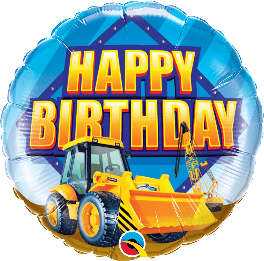 Qualatex Mylar & Foil 18" Round Birthday Construction Zone Balloon