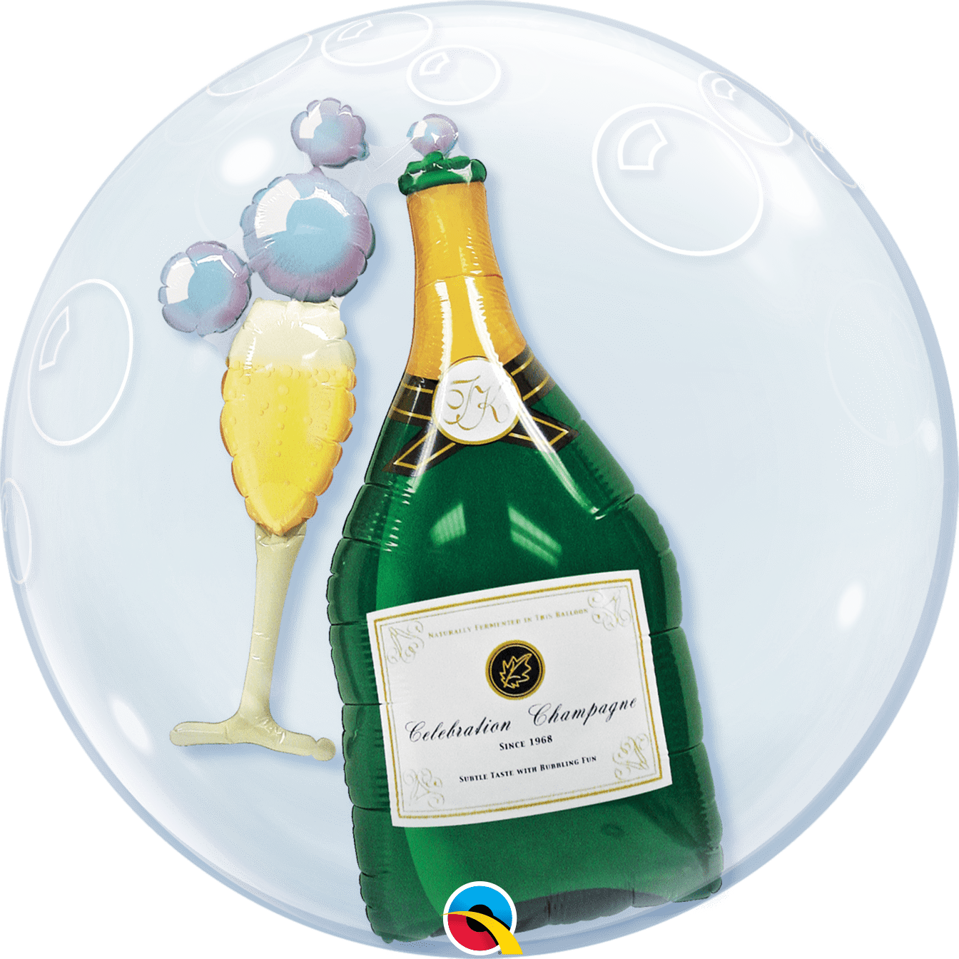 Qualatex Mylar & Foil 24" Bubbly Champagne Double Bubble Balloon