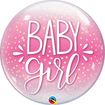 Qualatex Mylar & Foil Baby Girl Pink & Confetti Dots Bubble 22″ Balloon