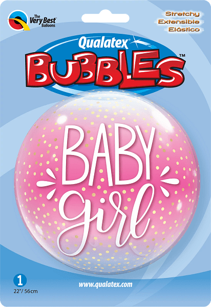 Qualatex Mylar & Foil Baby Girl Pink & Confetti Dots Bubble 22″ Balloon