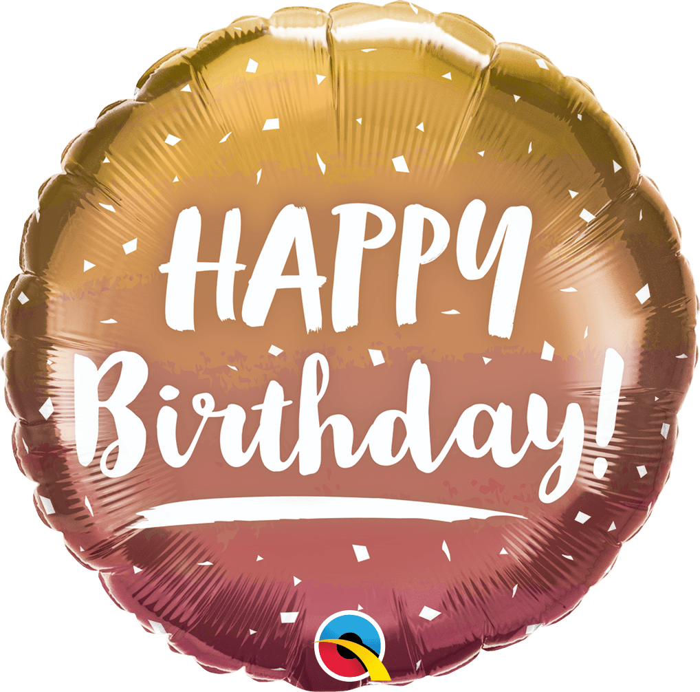 Qualatex Mylar & Foil Birthday Gold & Rose Gold Ombre 18″ Balloon