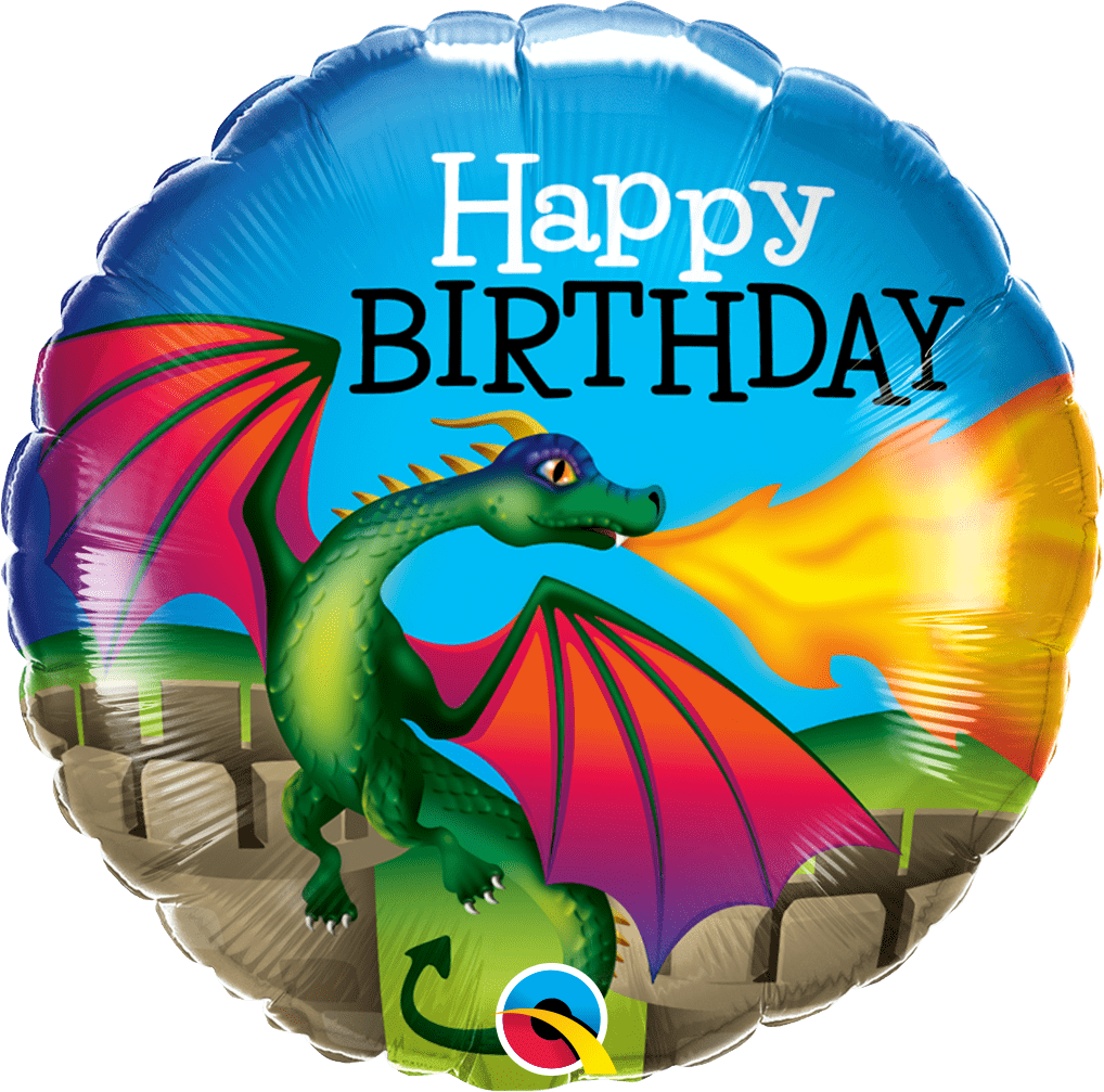 Qualatex Mylar & Foil Birthday Mythical Dragon 18″ Balloon