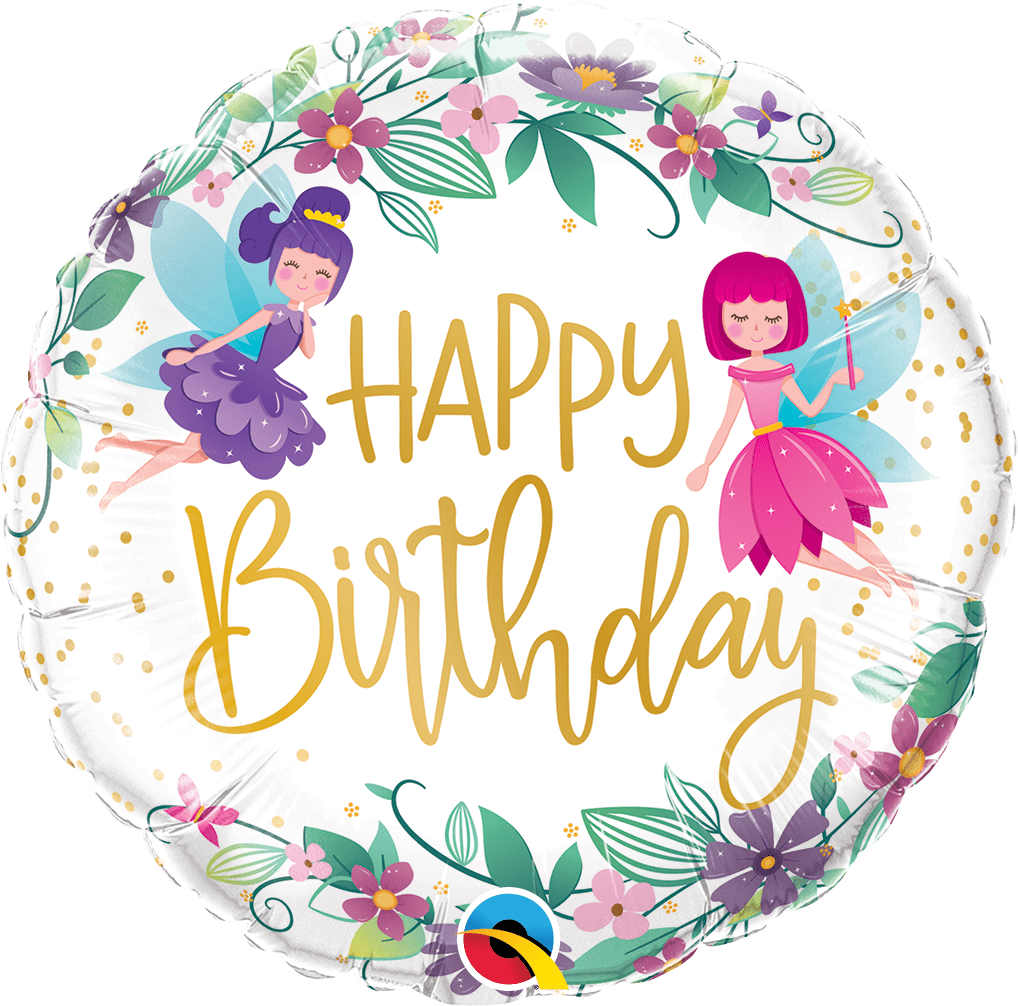 Qualatex Mylar & Foil Birthday Wild Flower Fairies 18″ Balloon