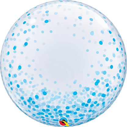 Qualatex Mylar & Foil Blue Confetti Dots 24″ Bubble Balloon
