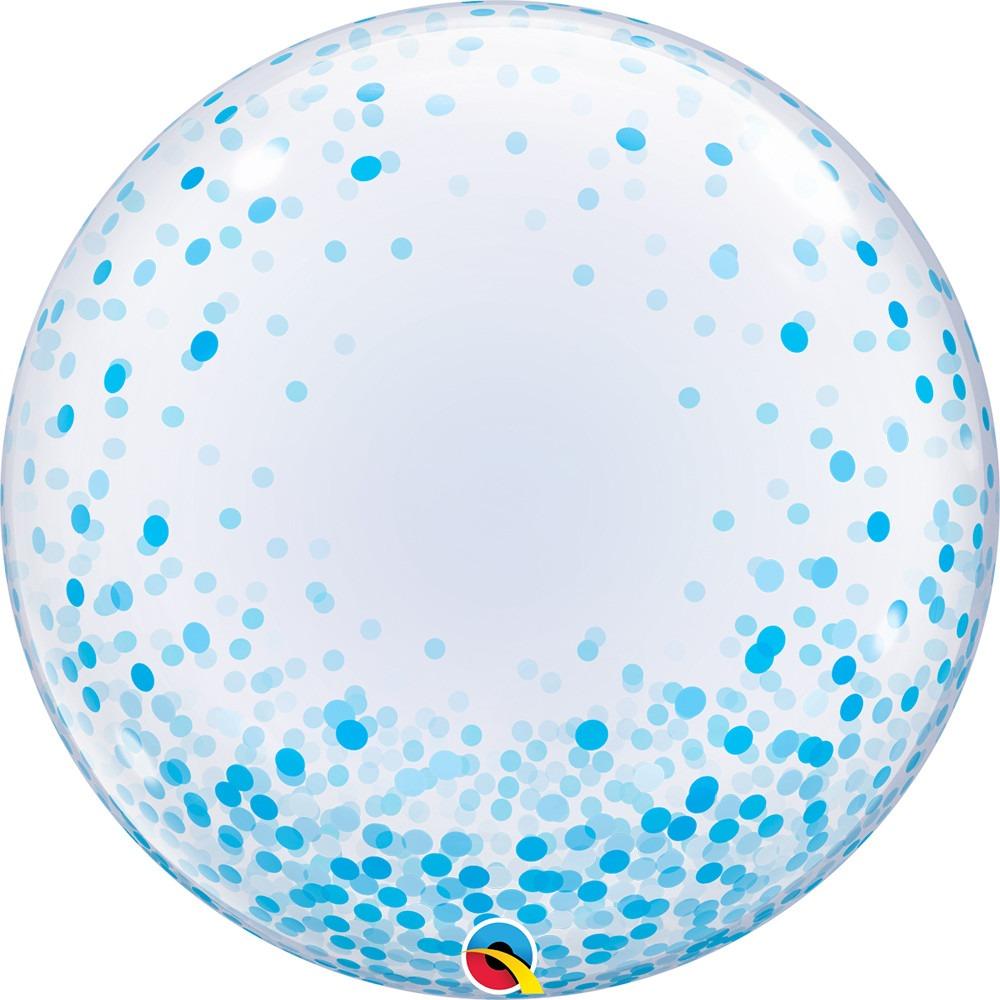 Qualatex Mylar & Foil Blue Confetti Dots 24″ Bubble Balloon