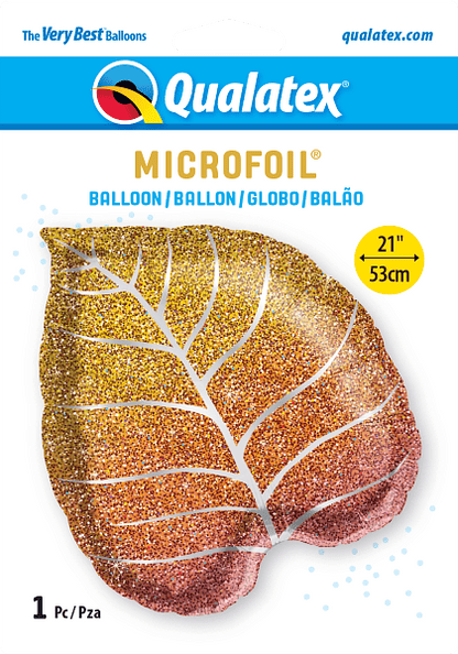 Qualatex Mylar & Foil Fall Glittergraphic Ombre Leaf 21″ Balloon