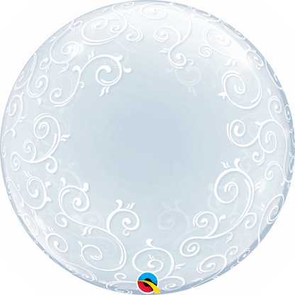 Qualatex Mylar & Foil Fancy Filigree 24″ Bubble Balloon