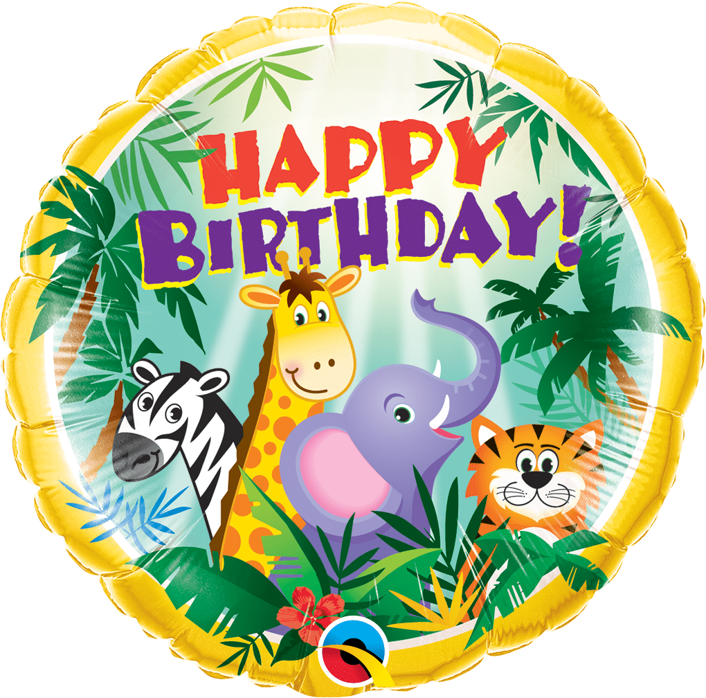 Qualatex Mylar & Foil Happy Birthday Jungle Friends 18" Balloon