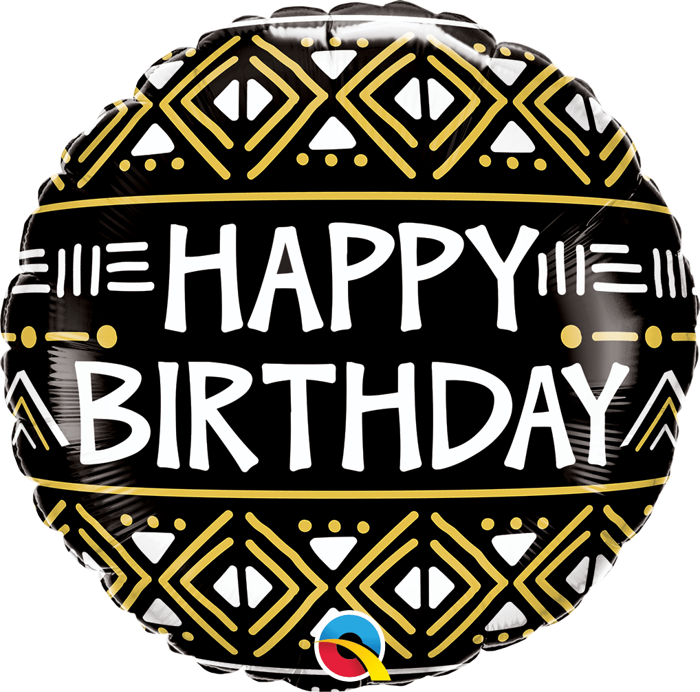 Qualatex Mylar & Foil Happy Birthday Mud Cloth Print 18″ Balloon