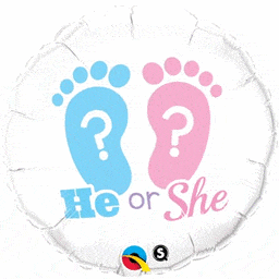 Qualatex Mylar & Foil He or She Footprints Gender Reveal 18″ Balloon