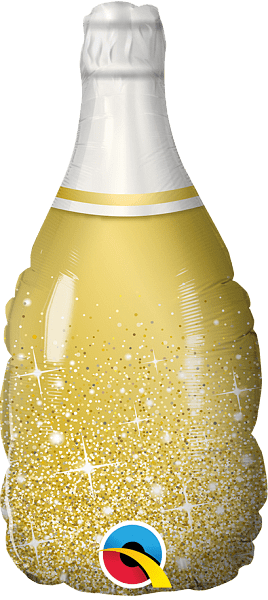 Qualatex Mylar & Foil Mini Gold Bubbly Wine Bottle (requires heat-sealing) 14″ Balloon