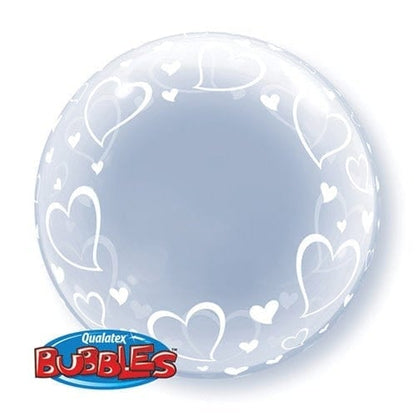 Qualatex Mylar & Foil Stylish Hearts Deco Bubble 24″ Balloon